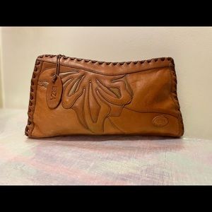 Vintage Brown Leather Clutch - Ibiza